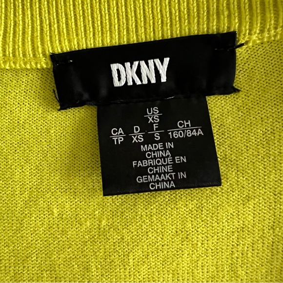 DKNY Fine Knit V-neck Top Citrus Yellow XS-S - Picture 7 of 7